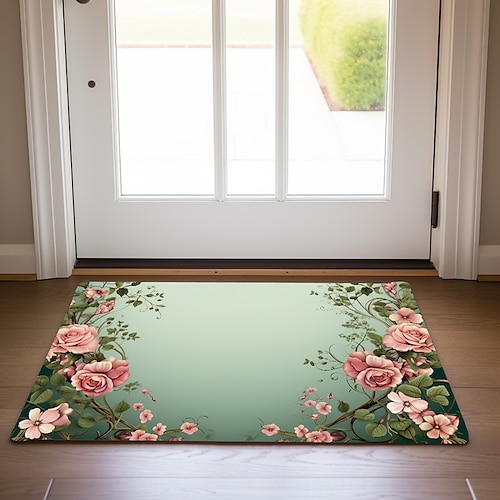 

Fußmatte mit rosa Blumenmuster, rutschfester, ölbeständiger Teppich für drinnen und draußen, Schlafzimmer-Dekoration, Badezimmermatte, Eingangsteppich, Fußmatte