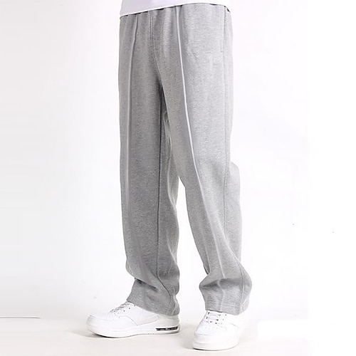 

Men's Fleece Pants Sweatpants Joggers Wide Leg Sweatpants Trousers Pocket Elastic Waist Plain Comfort Breathable Outdoor Daily Going out Casual Big and Tall Black Light Grey