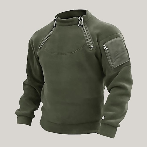 

Homme Sweat shirt Vert Véronèse Col Mao Plein Zippé Poche Sport Loisir du quotidien Vacances basique Décontractées Tactique Printemps Automne Vêtement Tenue Pulls Capuche Pulls molletonnés