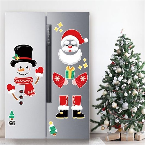 

Decoración navideña, pegatinas creativas para refrigerador de dibujos animados, Papá Noel, muñeco de nieve, pegatinas para refrigerador, lindas pegatinas magnéticas