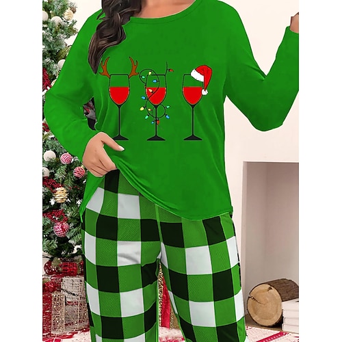 

Women's Christmas Pajamas Top Snowman Comfort Soft Xmas Christmas Spandex Fall Winter Black Red