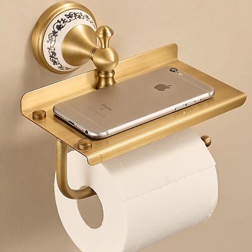 

Toilet Paper Holder Adorable Antique / Modern Brass Bathroom / Hotel bath Wall Mounted