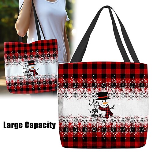 

Mujer Bolso Tote Bolsa de hombro Bolsa de lona Poliéster Exterior Navidad De Compras Impresión Gran Capacidad Plegable Ligero Personajes Rojo