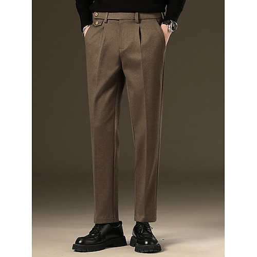 

Men's Dress Pants Winter Pants Trousers Suit Pants Tweed Pants Pocket Plain Comfort Breathable Outdoor Daily Going out Fashion Casual Black Brown