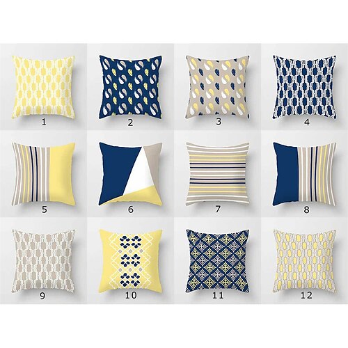 

Blauer gelber geometrischer doppelseitiger Kissenbezug, 1 Stück, weicher dekorativer quadratischer Kissenbezug für Schlafzimmer, Wohnzimmer, Sofa, Couch, Stuhl