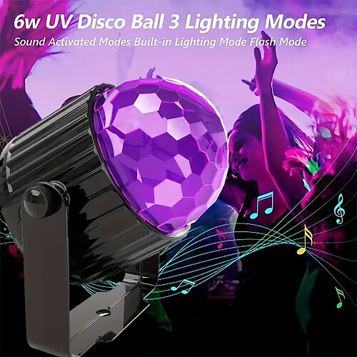

1 pcs lumière noire pour fête fluorescente uv LED boule disco lumière stroboscopique pour fournitures de fête sombre activé par le son avec télécommande lumières de salle de bal pour Halloween Noël