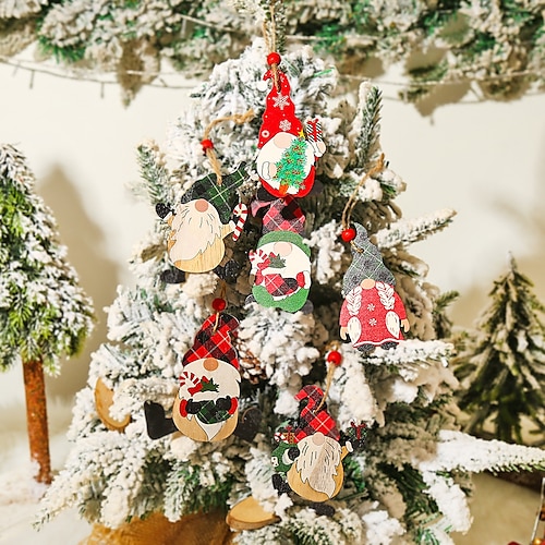 

Suministros de Navidad pintados con forma de anciano sin rostro colgante de madera decoración del árbol de Navidad.