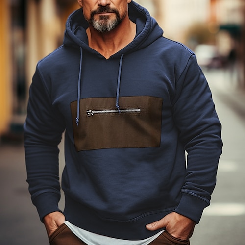 

Hombre Sudadera Negro Azul Marino Marrón Con Capucha Bloque de color Retazos Cremallera Bolsillo Deporte Diario Festivos Ropa de calle Fresco Casual Primavera Otoño Ropa Sudaderas con capucha