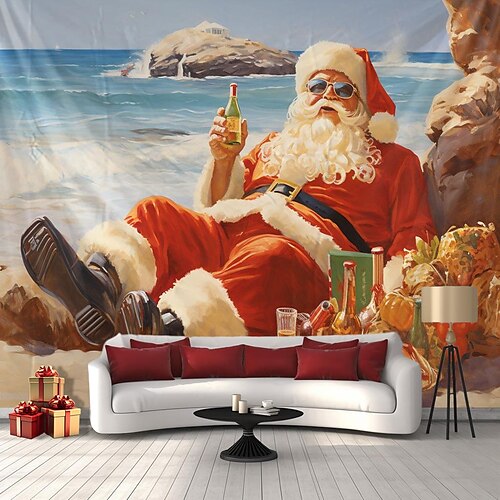 

Christmas Lazy Santa Hanging Tapestry Wall Art Xmas Large Tapestry Mural Decor Photograph Backdrop Blanket Curtain Home Bedroom Living Room Decoration