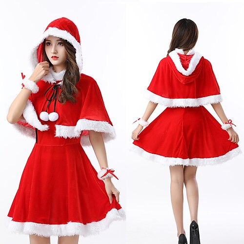 

Costume de père noël père Noël Mrs.Claus Tenue Robe de Noël Père Noël Robe de vacances Femme Déguisement Cosplay Noël Noël Carnaval Mascarade Adulte Soirée Noël Velours Robe Manteau