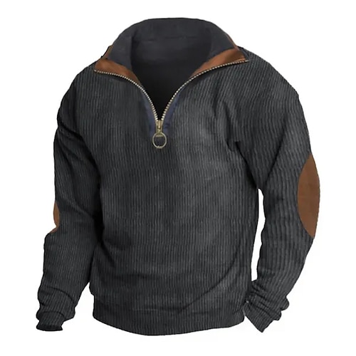 

Hombre Sudadera Sudadera con un cuarto de cremallera Negro Cuello Mao Bloque de color Retazos Deporte Diario Festivos Pana Ropa de calle Básico Casual Primavera Otoño Ropa Sudaderas con capucha