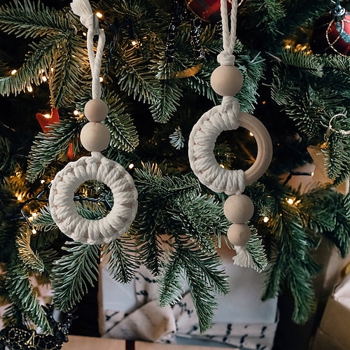 

2 pçs pingente de natal tecido guirlanda ornamento árvore de natal pingente artesanato em casa