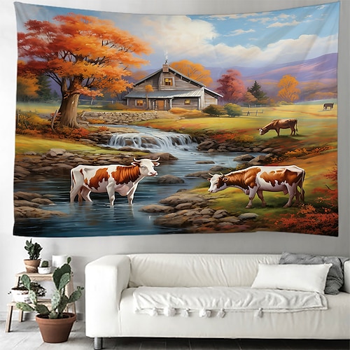 

Outono pasto paisagem pendurado tapeçaria arte da parede grande tapeçaria mural decoração fotografia pano de fundo cobertor cortina casa quarto sala de estar decoração