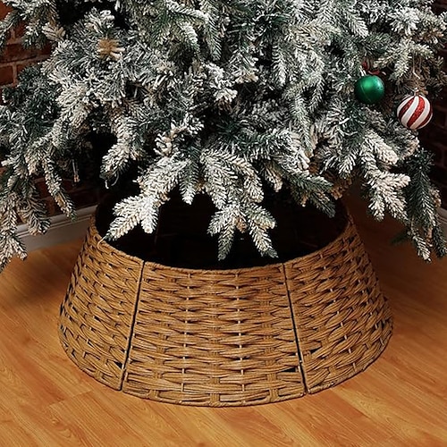 

rattan colar de árvore de natal fazenda anel de árvore de natal rústico natural tecido saia de árvore de natal base de feriado de natal enseada para decoração de árvores de natal