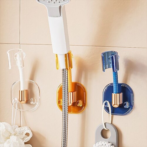 

2PC Wall Bracket Shower Head Punch Free Shower Stand Bathroom Shower Head Storage Seat Adjustable And Adjustable With Bending Shower Head Fixed Seat