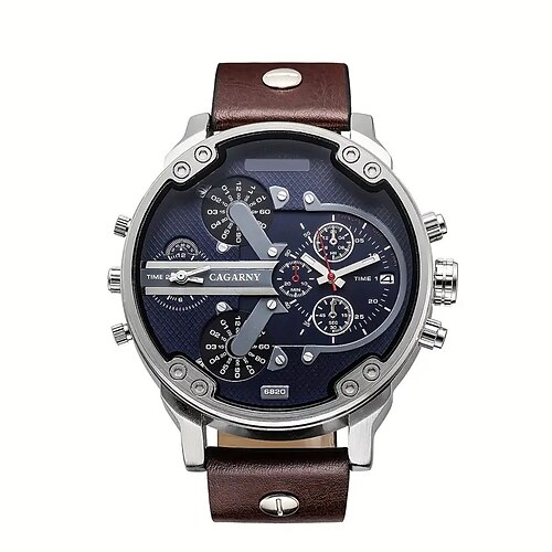 

Reloj para hombre, moda informal, esfera grande, cinturón de zona horaria dual, reloj de pulsera para hombre