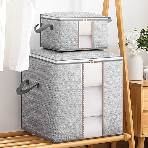 

1pc Non-woven Wardrobe Storage Bag, Visible Window Quilt Dustproof Bag, Closet Clothes Organizer with Handle