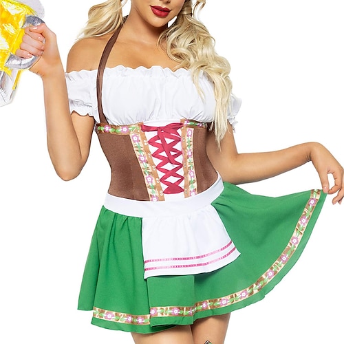 

Munich Dirndl Dress Oktoberfest Beer Girl Costumes German Bavarian Traditional Womens Oktober Fest
