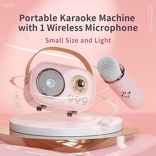 

Kinglucky máquina de karaoke con micrófonos inalámbricos de 1 min, juego de altavoces con micrófono portátil, sistema pa recargable, subwoofer de escenario, compatible con regalo de fiesta/cumpleaños