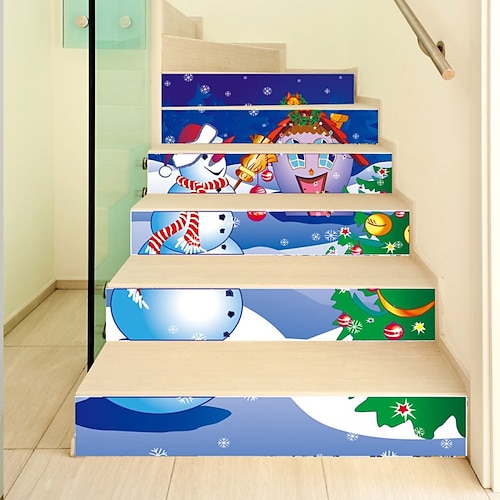 

3D-Aufkleber für Weihnachtstreppen, Aufkleber für Treppen, abnehmbare Fliesen, Aufkleber für Treppenstufen, Weihnachtsdekoration, 6 Stück, Weihnachtsdekoration für Zuhause