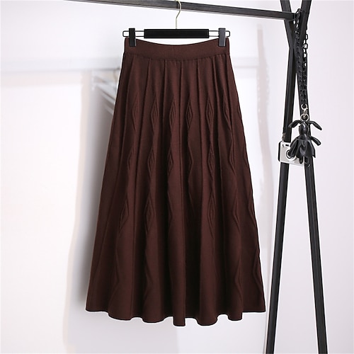 

Women's Skirt Long Skirt Midi Black Coffee Skirts Ruched Fashion Elegant Casual Street Daily One-Size