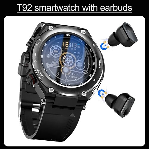 

T92 armband smart watch tws echte drahtlose stereo ohrhörer herzfrequenz blutdruck sport wasserdichte smartwatch