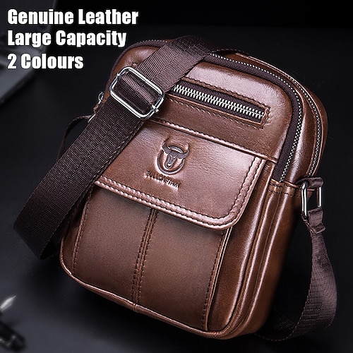 

Homme Sac bandoulière Sac d'épaule Cartable Cuir Extérieur du quotidien Vacances Fermeture Grande Capacité Etanche Durable Couleur unie Noir Marron