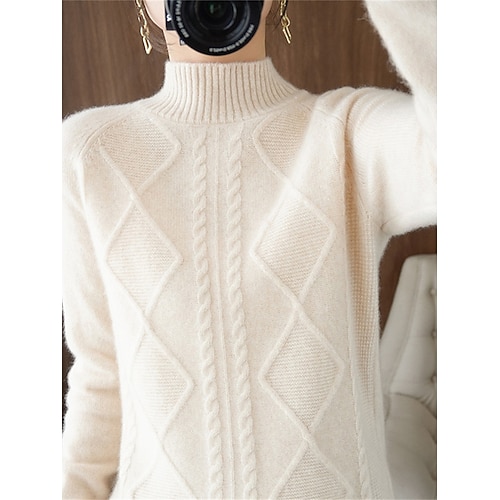 

Pull Femme torsadé Tricoter Mao Acrylique énorme Automne Hiver Normal Extérieur du quotidien Sortie mode Décontractées Flexible manche longue Couleur unie Blanche Bleu Chameau Taille unique