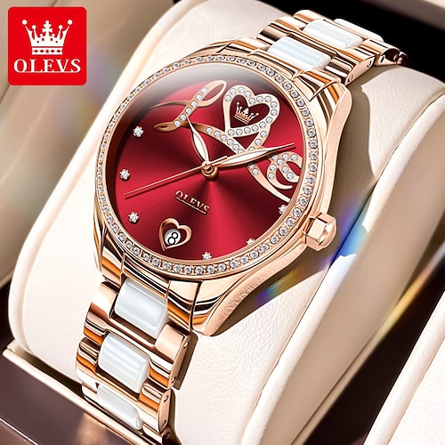 

Olevs 6686, nuevo reloj mecánico para mujer, esfera de amor, relojes luminosos impermeables para mujer, reloj de pulsera automático con calendario para mujer