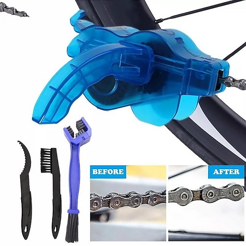 

4 peças/1 conjunto de escova limpa para corrente de bicicleta, limpador azul de correntes de bicicleta, escova grunge, ferramenta de lavagem de bicicleta mais limpa, ferramentas de reparo de bicicletas, suprimentos de garagem