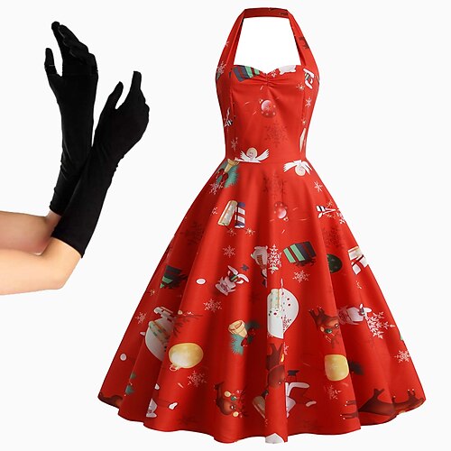 

1950s Vacation Dress Cocktail Dress Vintage Dress Flapper Dress Dress Audrey Hepburn Women's Cosplay Costume Ball Gown Christmas Party Christmas Gifts Christmas Dress