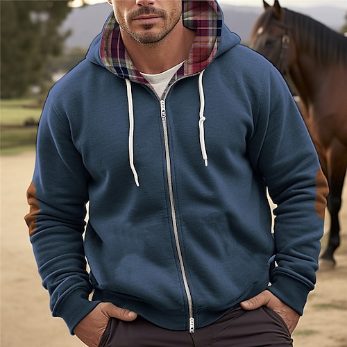 

Homme Sweat à capuche Sweat à capuche zippé Noir Bleu Vert Gris Capuche Bloc de couleur Patchwork Sport Loisir du quotidien Vacances Vêtement de rue Frais Décontractées Printemps Automne Vêtement