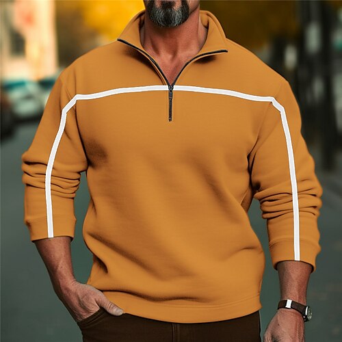 

Hombre Sudadera Sudadera con un cuarto de cremallera Negro Blanco Naranja Caqui Media cremallera Bloque de color Retazos Deporte Diario Festivos Ropa de calle Básico Casual Primavera Otoño Ropa