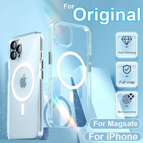 

Handy Hülle Handyhüllen Für iPhone 15 Pro Max Plus iPhone 14 Pro Max Plus iPhone 13 Pro Max Rückseite Magnetischer Adsorptionsfall Transparent Unterstützt kabelloses Laden Stoßresistent TPU PC
