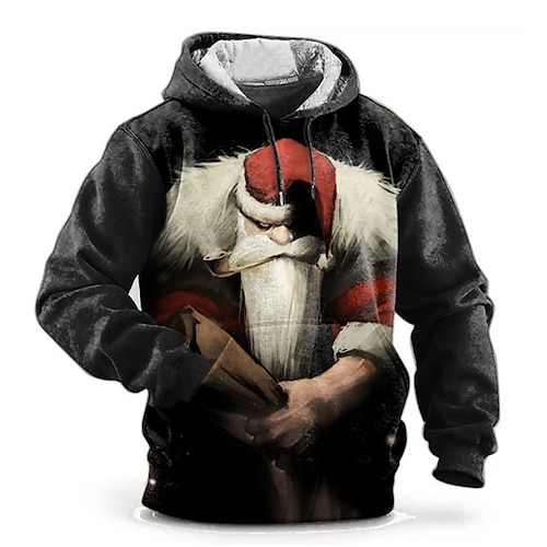 

Graphic Santa Claus Merry Christmas Fashion Daily Basic Men's 3D Print Hoodie Pullover Christmas Sports Outdoor Holiday Hoodies Black Red Hooded Front Pocket Print Spring Fall Designer