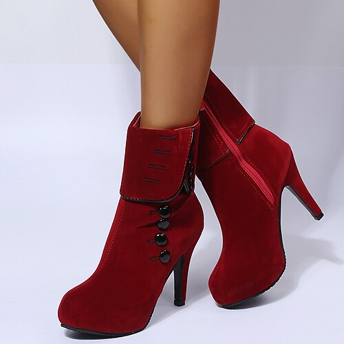 

Mujer Tacones Botas Tallas Grandes Botas de tacon Exterior Diario Botines Botines Botón Tacón Cuadrado Dedo redondo Moda Elegante Sensual Ante Sintético Cremallera Bloque de color Negro Rojo