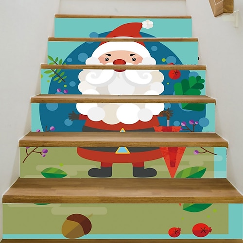 

3D-Aufkleber für Weihnachtstreppen, Aufkleber für Treppen, abnehmbare Fliesen, Aufkleber für Treppenstufen, Weihnachtsdekoration, 6 Stück, Weihnachtsdekoration für Zuhause