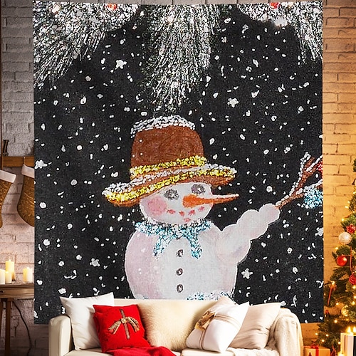 

Weihnachten Schneemann hängende Wandteppich Kunst große Wandteppich Wanddekor Foto Hintergrund Decke Vorhang Zuhause Schlafzimmer Wohnzimmer Dekoration