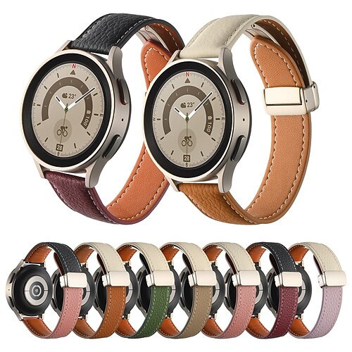 

Uhrenarmband für Samsung Galaxy Watch 6/5/4 40/44mm, Galaxy Watch 5 Pro 45mm, Galaxy Watch 4/6 Classic 42/46/43/47mm, Watch 3, Active 2, Gear S3 S2 PU - Leder Ersatz Gurt Luxus Verstellbar Schnalle