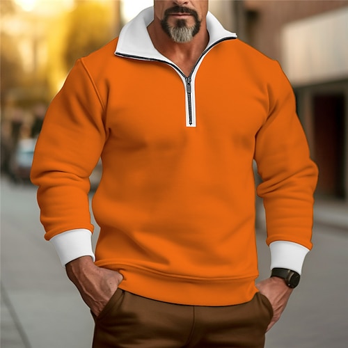 

Hombre Sudadera Sudadera con un cuarto de cremallera Negro Azul Piscina Naranja Verde Trébol Media cremallera Bloque de color Retazos Deporte Diario Festivos Ropa de calle Básico Casual Primavera