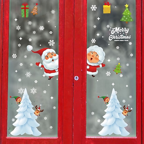 

Christmas Stickers Decoration Santa Claus Window Stickers Wall Stickers Snowman Cartoon Decoration Supplies