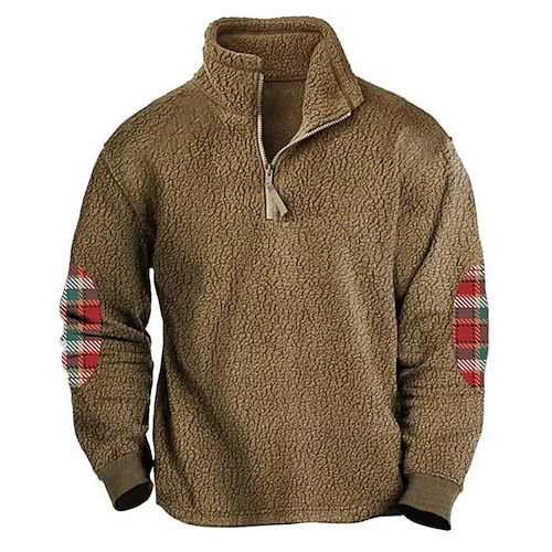 

Herren Sweatshirt Pullover Sweatshirt mit Viertelreißverschluss Blau Braun Grau Troyer Halber Reißverschluss Farbblock Patchwork Sport Natur Täglich Festtage Strassenmode Brautkleider schlicht