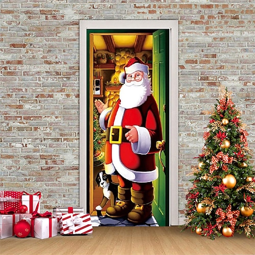 

Pegatinas 3d de Navidad, pegatinas impermeables para puerta, mural de puerta de Navidad, papel tapiz autoadhesivo, pegatina de PVC, calcomanía de pared extraíble para decoración de hogar y oficina