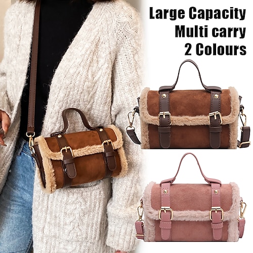 

Femme Sac bandoulière Sac d'épaule Cartable Sac de téléphone portable Sac moelleux Fausse Fourrure Extérieur du quotidien Vacances Rivet Boucle Grande Capacité Poids Léger Durable Couleur unie Rose