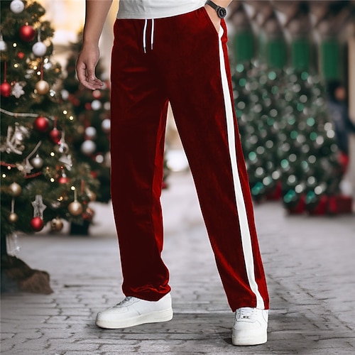 

Hombre Pantalones de Deporte Persona que practica jogging Pantalones Retazos Correa Cintura elástica Bloque de color Comodidad Transpirable Navidad Casual Diario Deportes Moda Rojo Verde Trébol