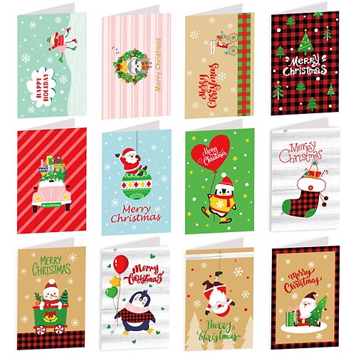 

6pcs Holiday Christmas Cards Kits, with Envelopes and Sticker Greeting Cards Set Merry Christmas Card Seasonal Greeting Card for Family Friends Gift