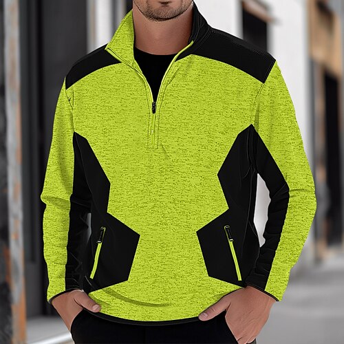 

Homme Sweat shirt Noir Jaune Bleu Orange Demi fermeture éclair Bloc de couleur Sport Loisir du quotidien Vacances Vêtement de rue basique Décontractées Printemps Automne Vêtement Tenue Pulls