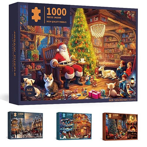 

Weihnachtsdekorationszubehör, Weihnachtsdekorationen, Weihnachtsserie, weißes Kartenpuzzle 52 38 cm, 1000-teiliges Puzzle, Papierspielzeug, Quellenhersteller