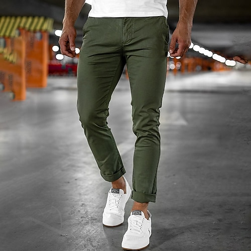 

Homme Pantalon Chino Pantalon chino Poche Plein Confort Respirable Extérieur du quotidien Sortie Mélange de Coton Mode Décontractées Chameau Vert