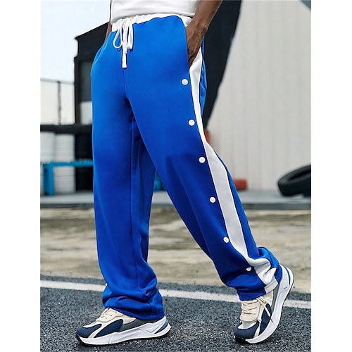 

Homme Joggings Pantalon Jogger Pantalon Cordon Taille elastique Bouton latéral Bloc de couleur Confort Respirable Casual du quotidien Vacances Sportif Mode Noir bleu marine